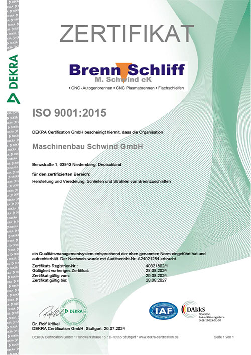 Wir sind nach ISO 9001:2015 zertifiziert